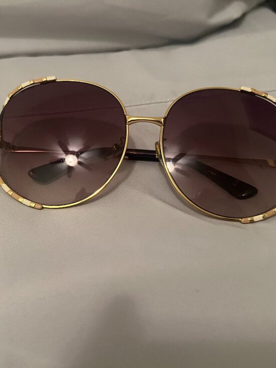 Gucci GG0595S 005 Gold Mirror Oversized Sunglasses